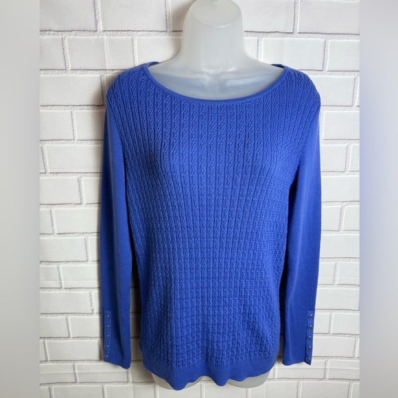 Talbots Royal Blue Cotton Blend Sweater/size S - Picture 6 of 11